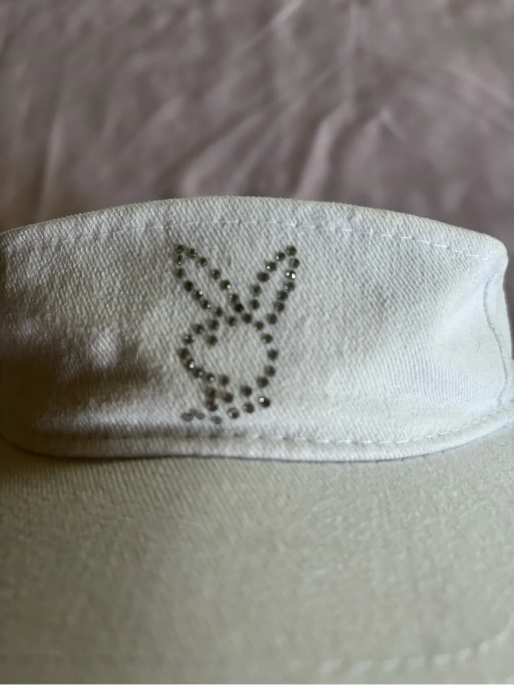 PLAYBOY White Rhinestone Bunny Visor Cap